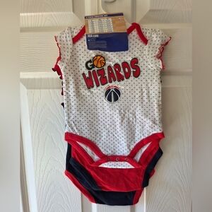 NBA Washington Wizards Baby Girl Bodysuits 0-3M, 3-6M, 6-9M, 18M 3pc NWT